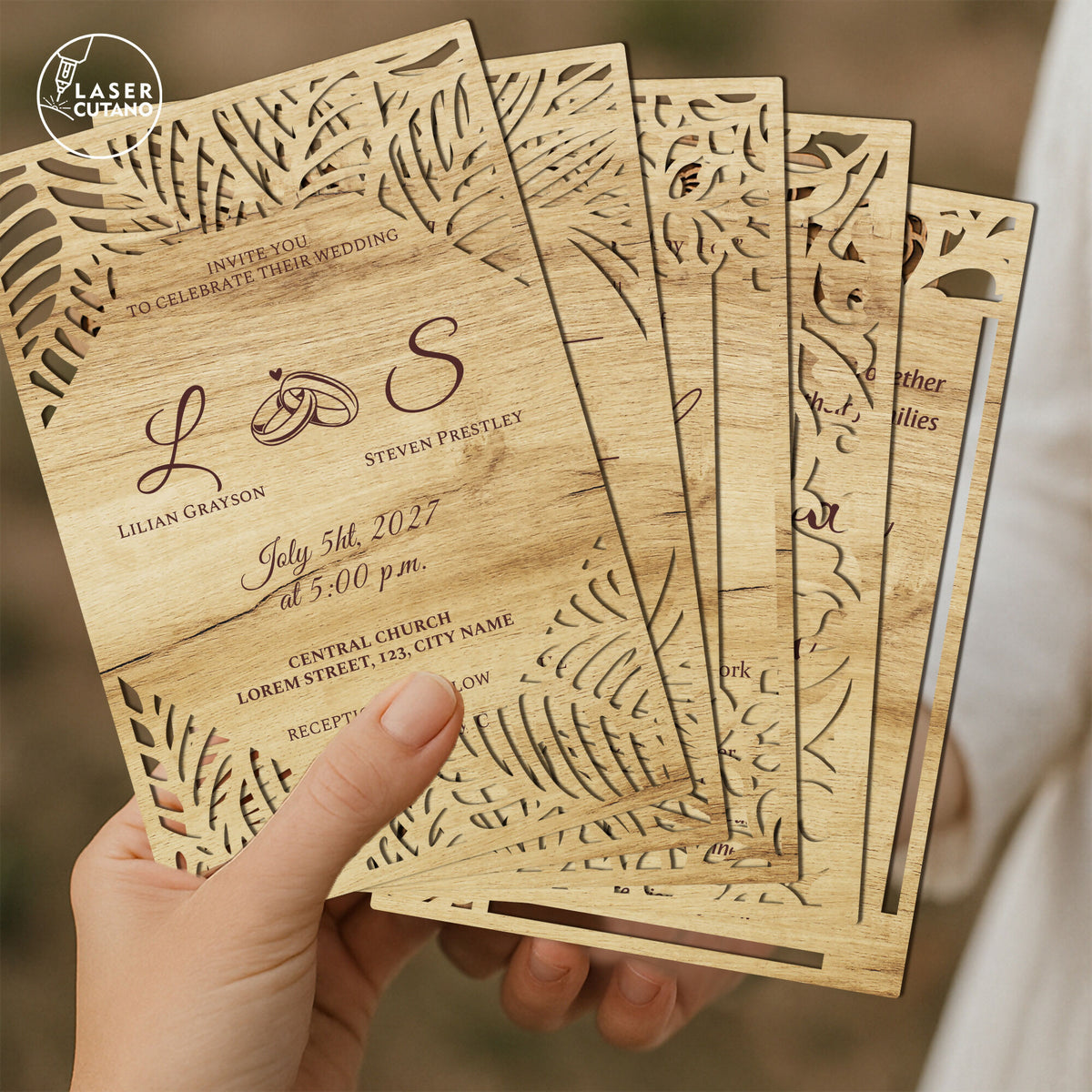 Invitations Set Out Personalized Wedding Invitations Set of 10 Laser cut Files SVG ...