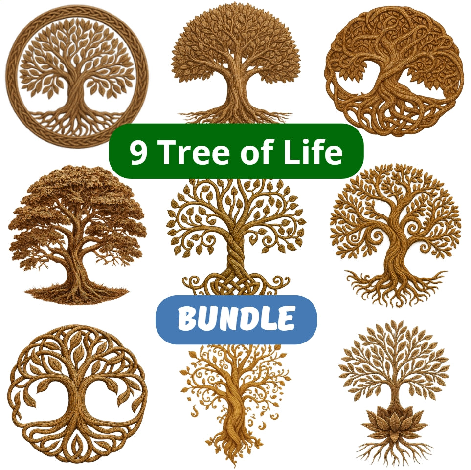 9 Tree of Life Bundle laser engraving png file