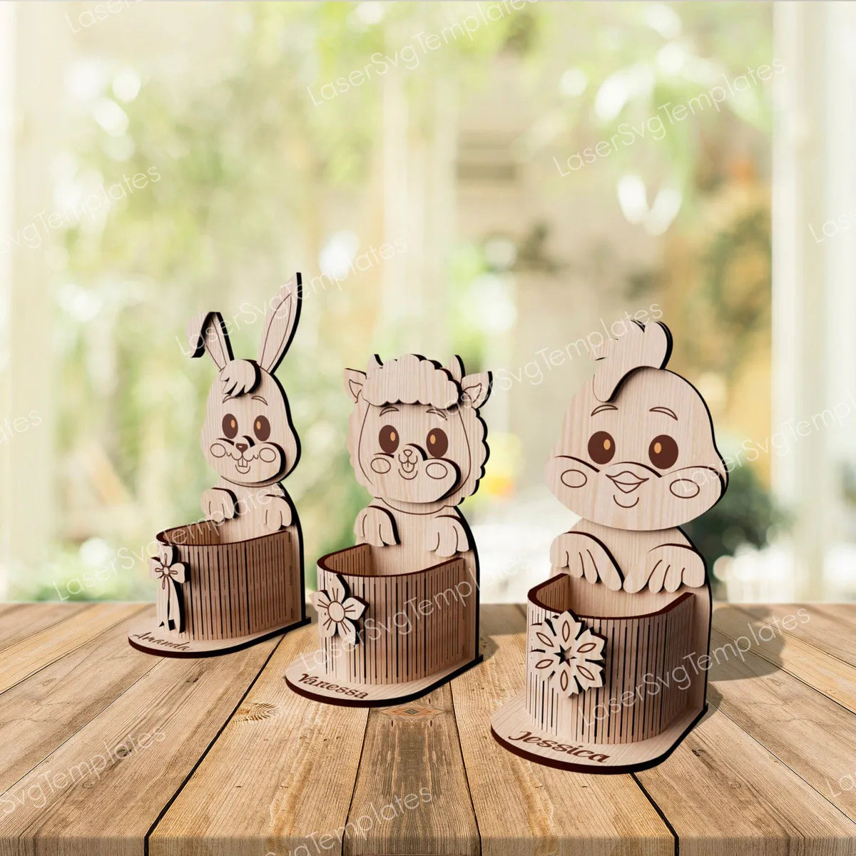 Easter Bunny Sheep Chicken Egg Holder SVG laser cut