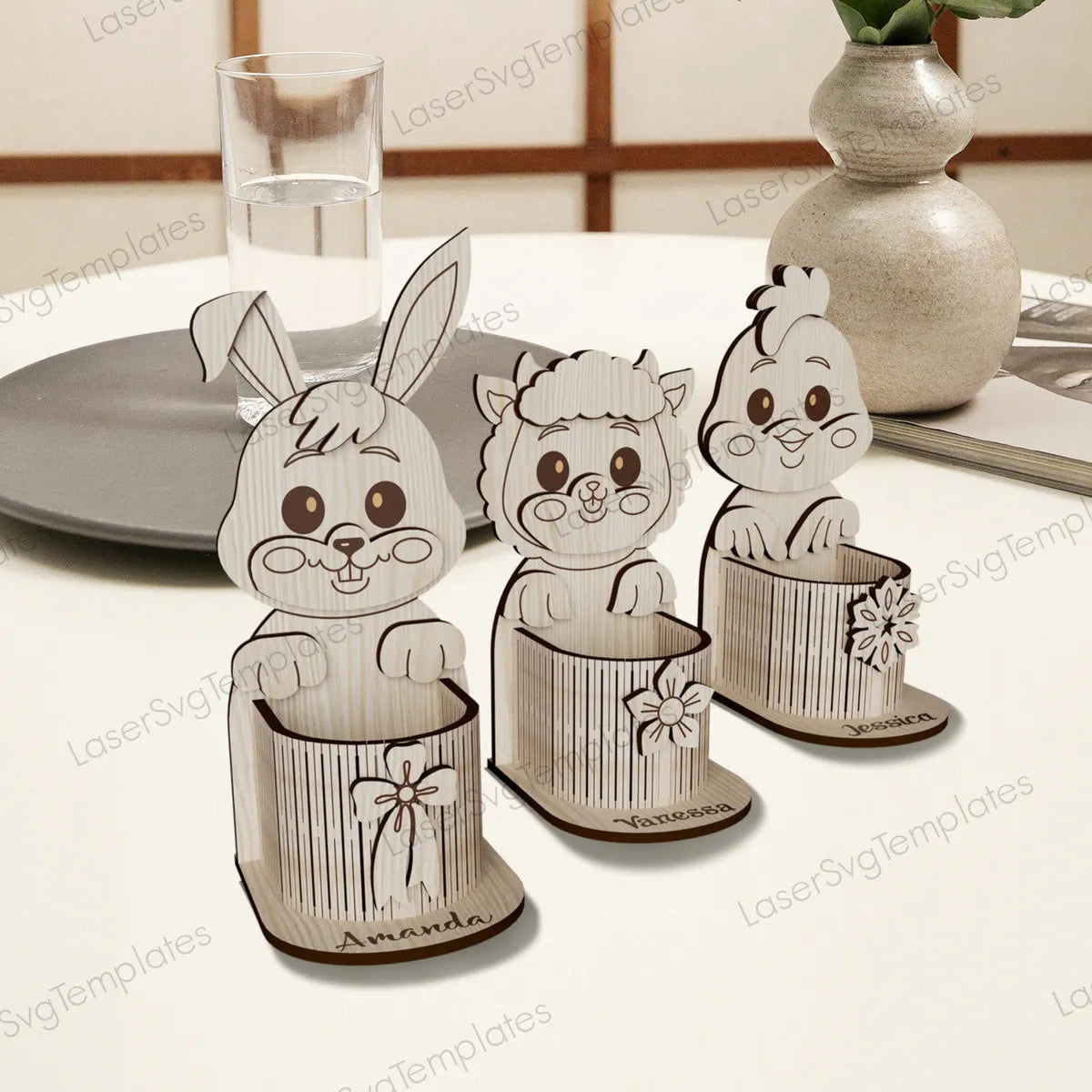 Easter bunny egg holder laser cut design