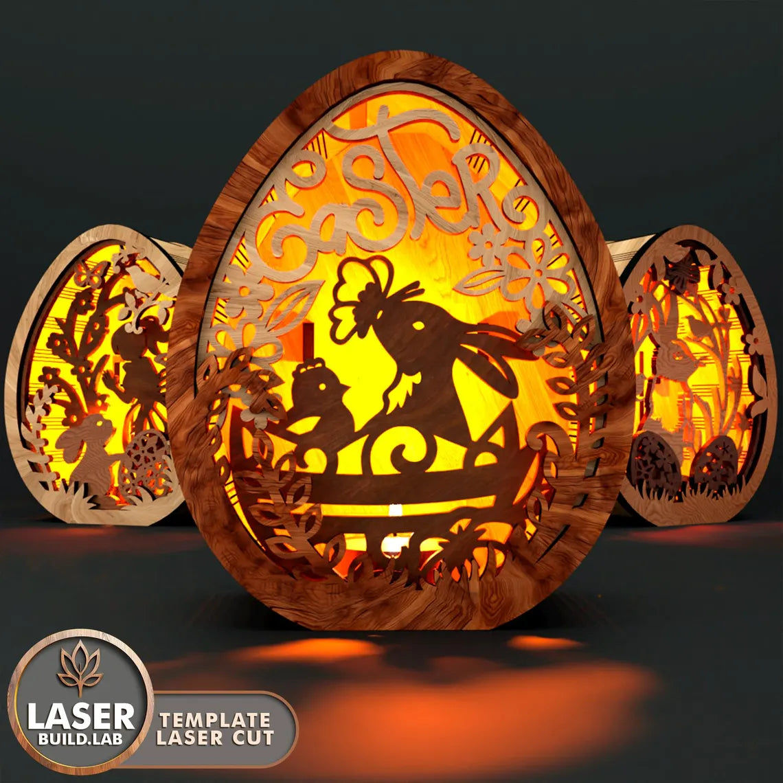 Easter Candle Holder Set Of 3 Laser Cut SVG | LaserSvgTemplates