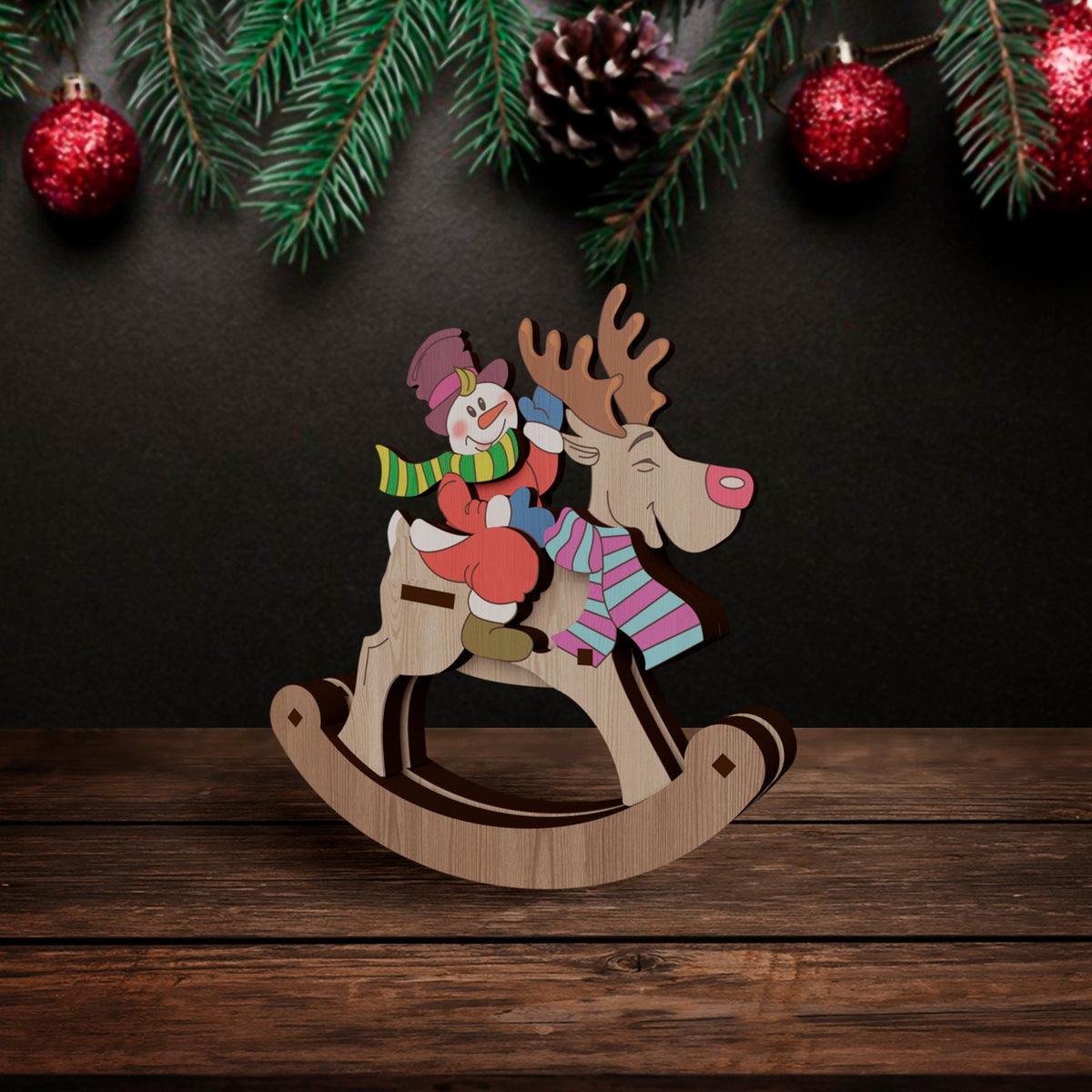 Laser cut rocking Christmas reindeer Santa ornaments svg file ...