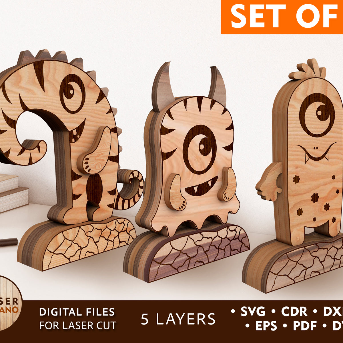 Halloween Monsters table decor 11 set laser cut file SVG ...