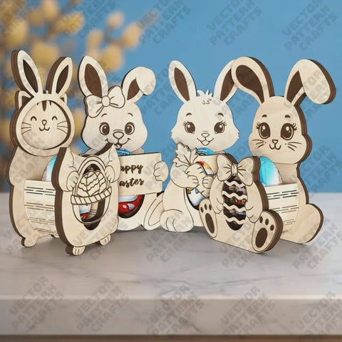 Easter bunny egg holder 4 bundle laser cut svg file | LaserSvgTemplates