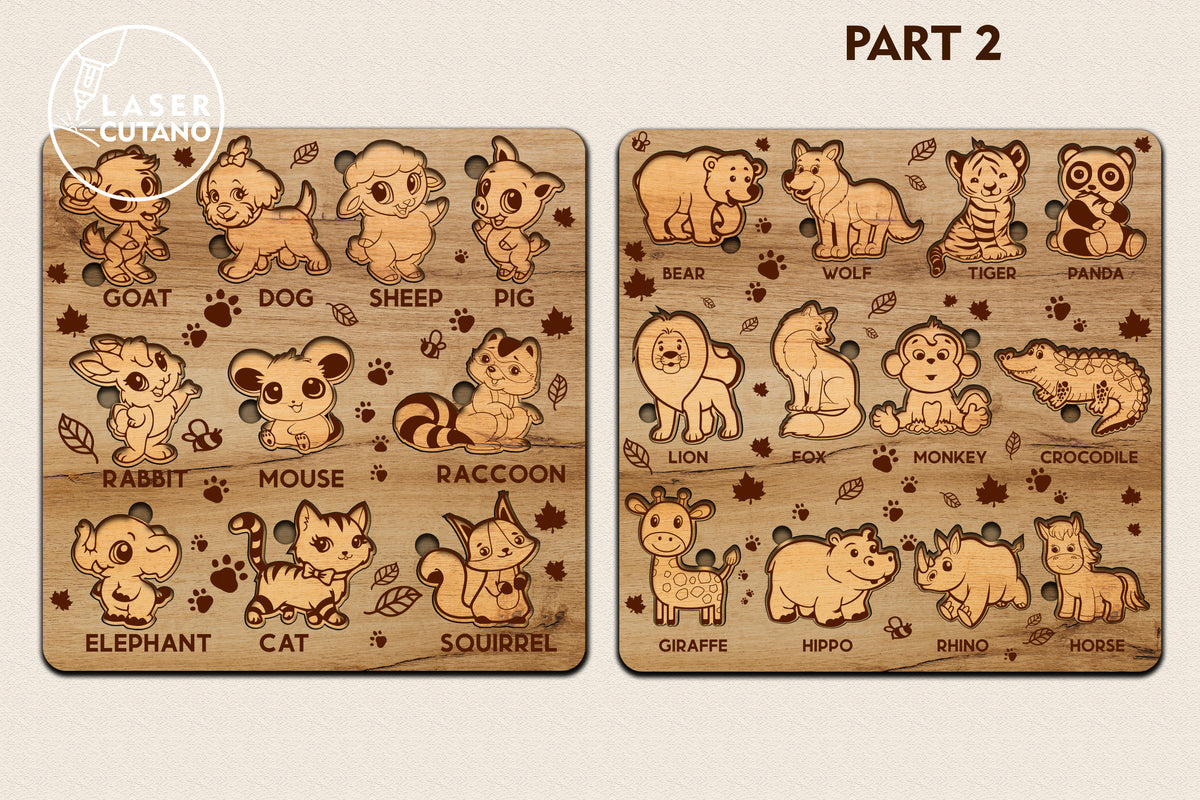 Set of 13 Puzzles for Kids Laser Cut Files SVG | LaserSvgTemplates