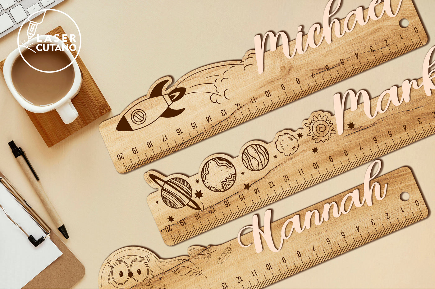 Custom Names School Rulers 6 Set Laser Cut Files