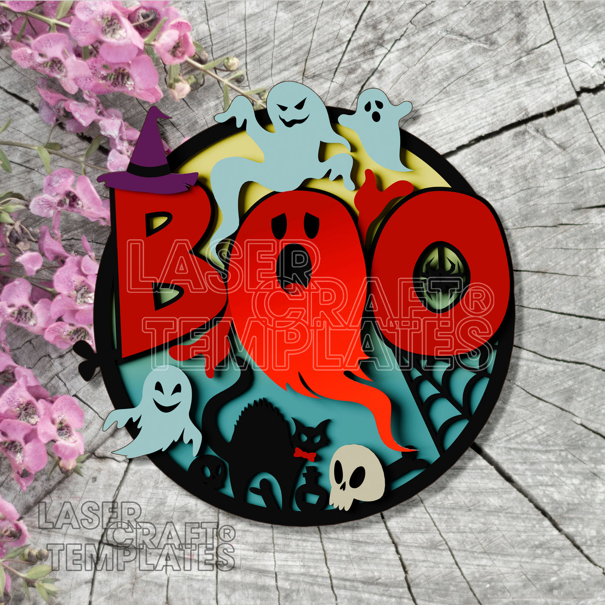 Round Boo Laser cut Boo Round Door Sign Svg File | LaserSvgTemplates