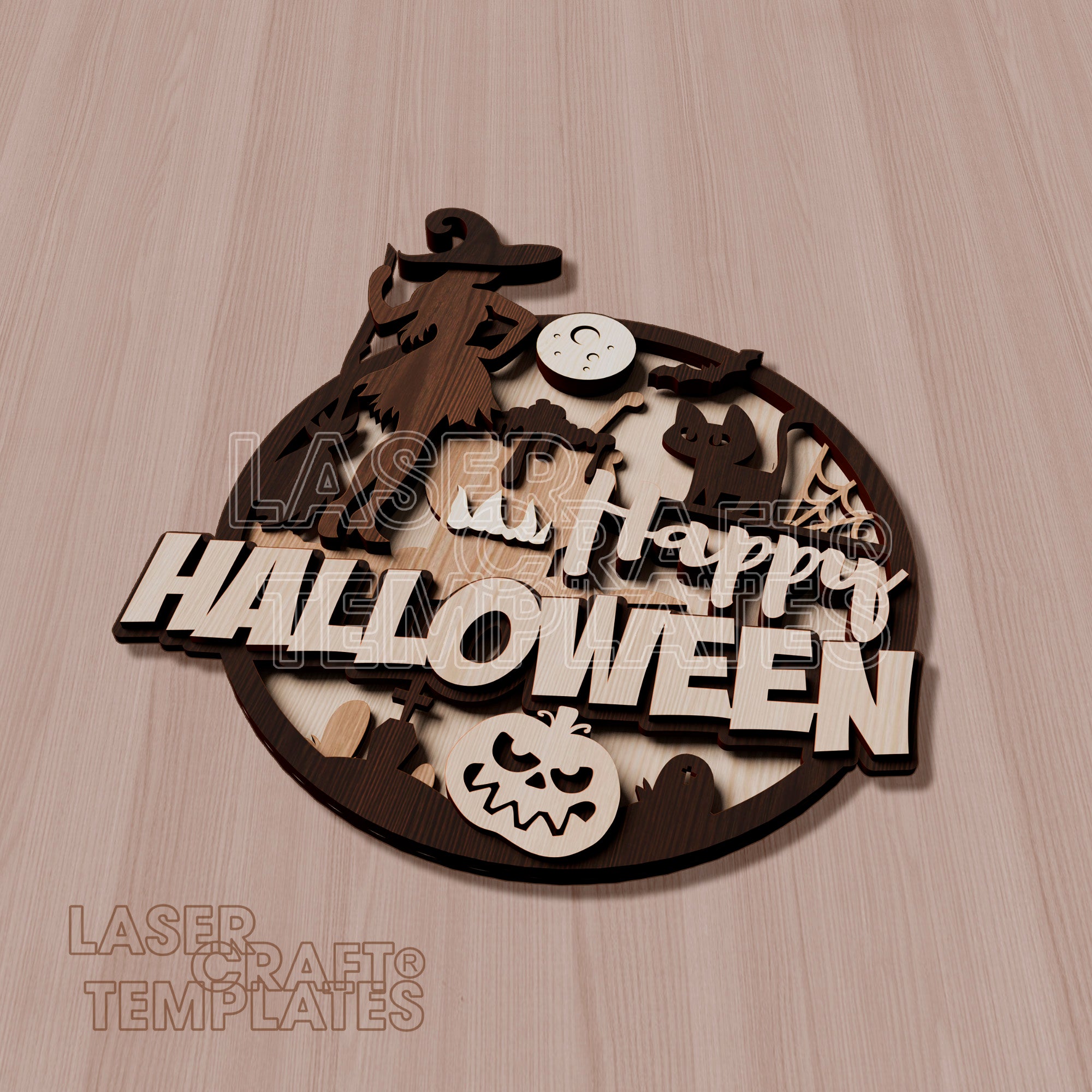 Halloween Round Door Sign laser cut svg file