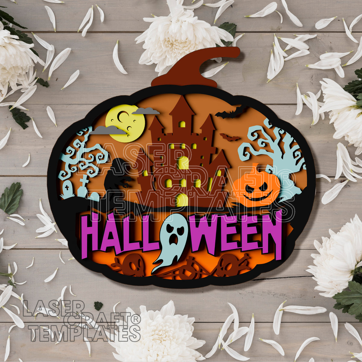 Laser cut Pumpkin Halloween Door hanger sign svg template ...